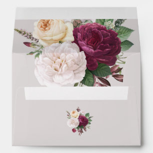 Rustic  elegant  Burgundy floral    Envelope