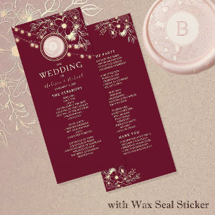 Rustic Elegant Burgundy Wedding Program Programme
