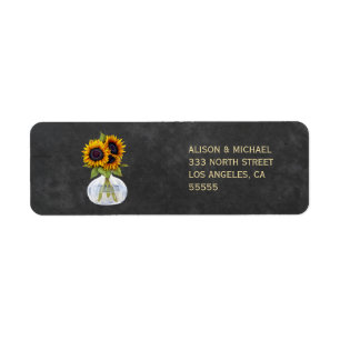 Rustic elegant chalkboard sunflowers address