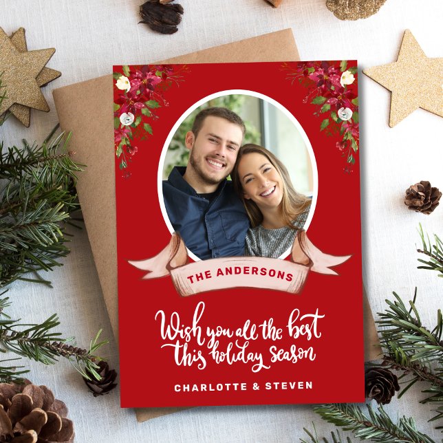 Rustic Elegant Christmas Calligraphy Photo Holiday Card (Creator Uploaded)