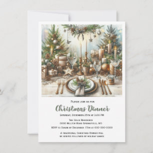 Rustic Elegant Christmas Dinner  Invitation