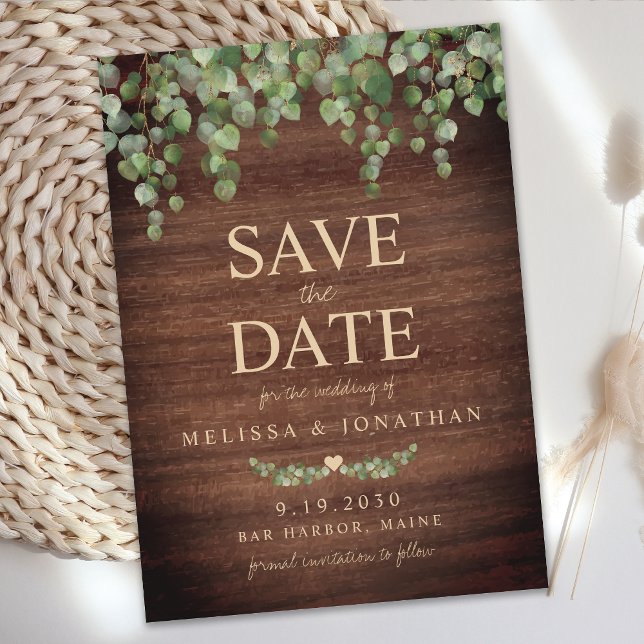Rustic Elegant Country Botanical Greenery Wedding  Save The Date (Creator Uploaded)