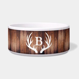 Rustic Elegant Dark Wood & Antlers Monogram