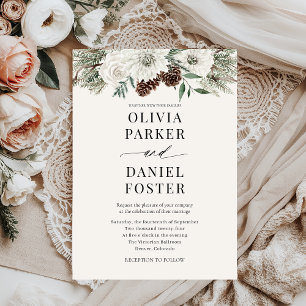 Rustic Elegant Evergreen Winter Wedding Invitation