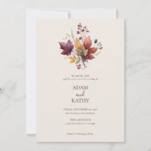 Rustic Elegant Fall Botanical Wedding Invitation 