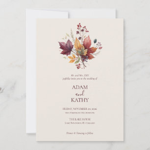 Rustic Elegant Fall Botanical Wedding Invitation 