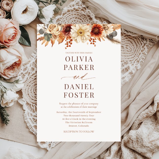 Rustic Elegant Fall Floral Wedding Invitation (Creator Uploaded)