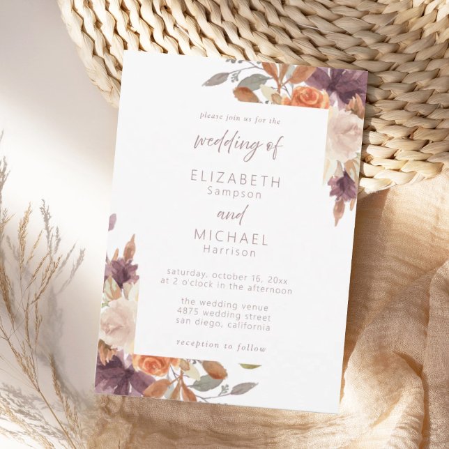 Rustic Elegant Fall Floral Wedding Invitation (Creator Uploaded)