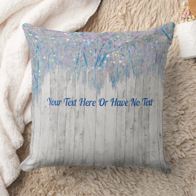 Rustic Elegant Farmhouse Iridescent Rainbow Tinsel Cushion (Blanket)