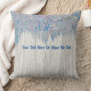 Rustic Elegant Farmhouse Iridescent Rainbow Tinsel Cushion