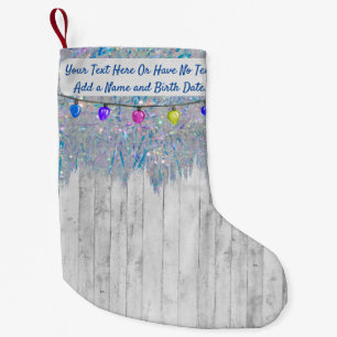 Rustic Elegant Farmhouse Iridescent Rainbow Tinsel Small Christmas Stocking