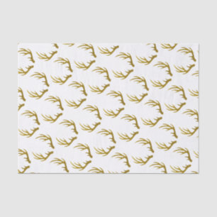 Rustic Elegant Faux Glitter Gold Deer Antlers Tissue Paper