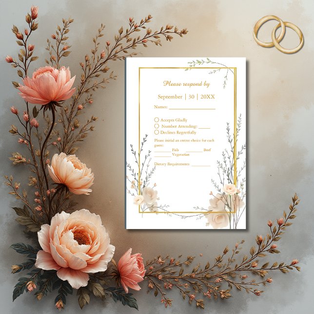rustic Elegant Floral beige  RSVP Card (Creator Uploaded)