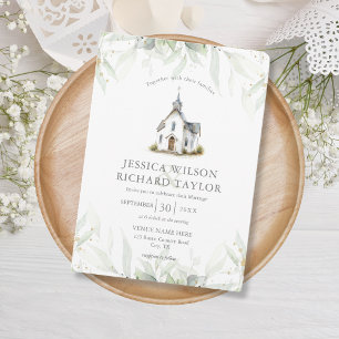 Rustic Elegant Floral Catholic Church Chapel Invitation