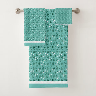 Rustic Elegant  Floral  Pattern Bath Towel Set