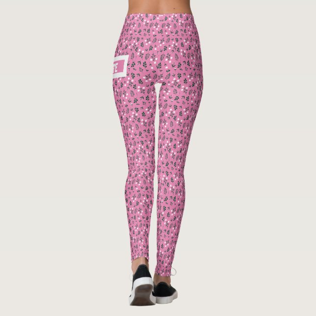 Rustic Elegant  Floral  Pattern Leggings (Back)