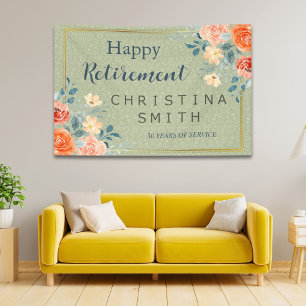 Rustic Elegant Floral Watercolor Retirement Party Banner