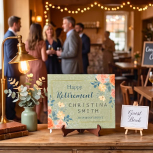 Rustic Elegant Floral Watercolor Retirement Party Guest Book
