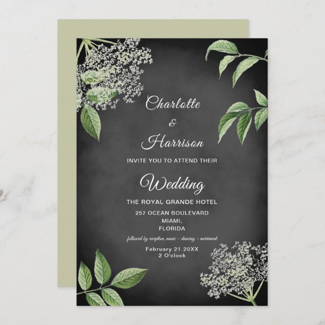 Rustic Elegant Floral Wedding Invitation (Front/Back)