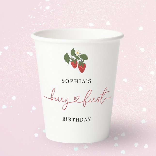 Rustic Elegant Girl's Berry First Birthday Party Paper Cups (Creator Uploaded)
