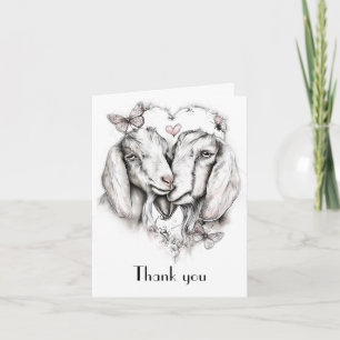 Rustic elegant goat lovers thank you card