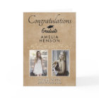 Rustic Elegant Gold Ornament 2 Photo Graduation