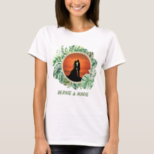 Rustic Elegant Green Floral Couple Gift T-Shirt