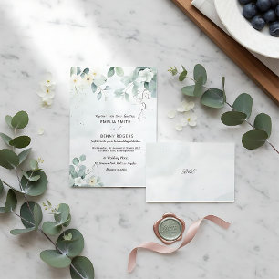 Rustic elegant greenery eucalyptus wedding Invitation