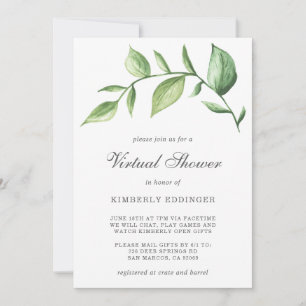 Rustic Elegant Greenery Virtual Bridal Shower Invitation