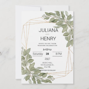 Rustic Elegant Greenery Watercolor Eucalyptus Invitation