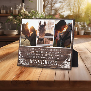 Rustic Elegant Horse Photo & Quote Memorial Plaque