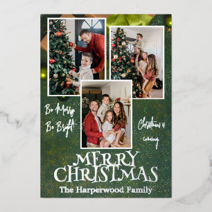 Rustic Elegant Joy Christmas Family Photo Collage
