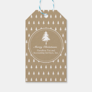 Rustic Elegant Kraft Paper Corporate Christmas Gift Tags
