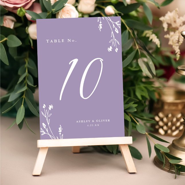 Rustic Elegant Lavender Wildflowers Boho Wedding Table Number (Creator Uploaded)
