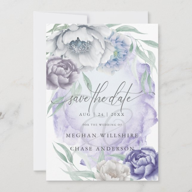 Rustic Elegant Lilac and Violet Flowers  Invitation (Front)