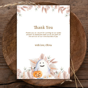 Rustic Elegant Little Boo Boho Ghost Baby Shower Thank You Card
