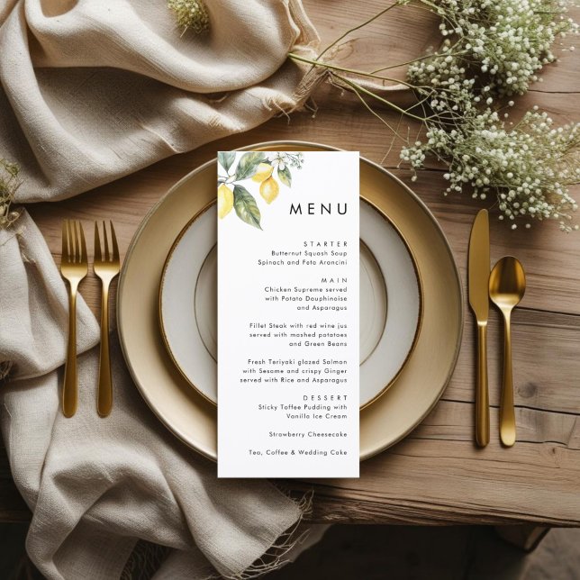 Rustic Elegant Minimal Lemon Garden Wedding  Menu (Creator Uploaded)