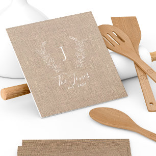 Rustic elegant monogrammed family name tile