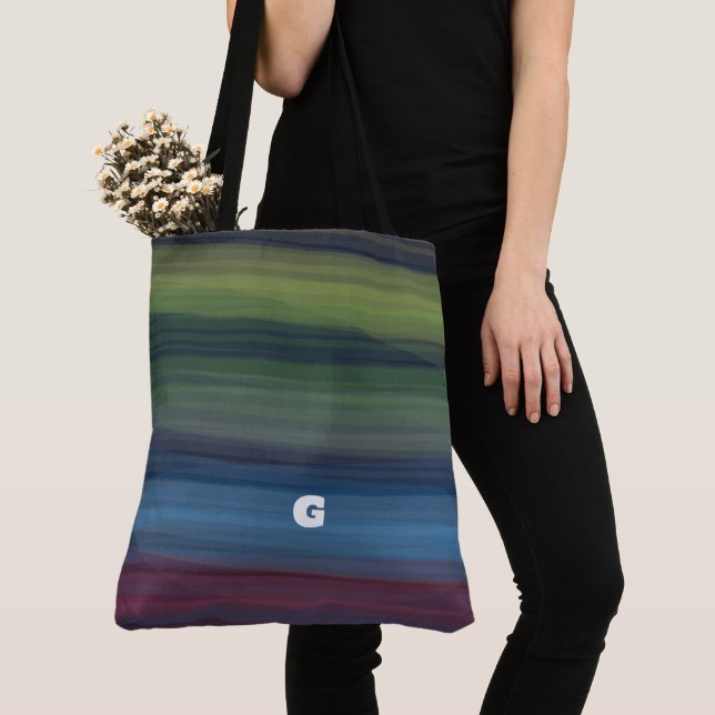 Rustic Elegant Multicolor Teal Tote Bag (Close Up)