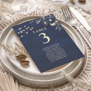 Rustic Elegant Navy Blue Wedding Seating Chart