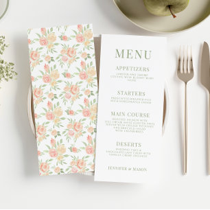 Rustic elegant orange flower wedding menu