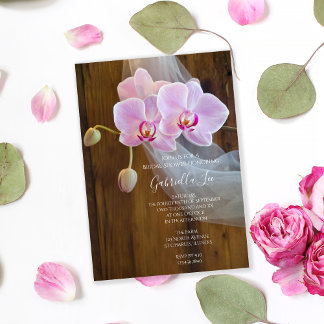 Rustic Elegant Orchids Country Barn Bridal Shower Invitation