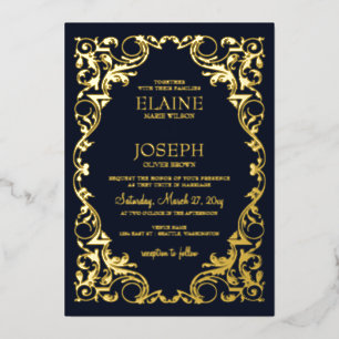 Rustic Elegant Ornate Frame Navy Wedding 
