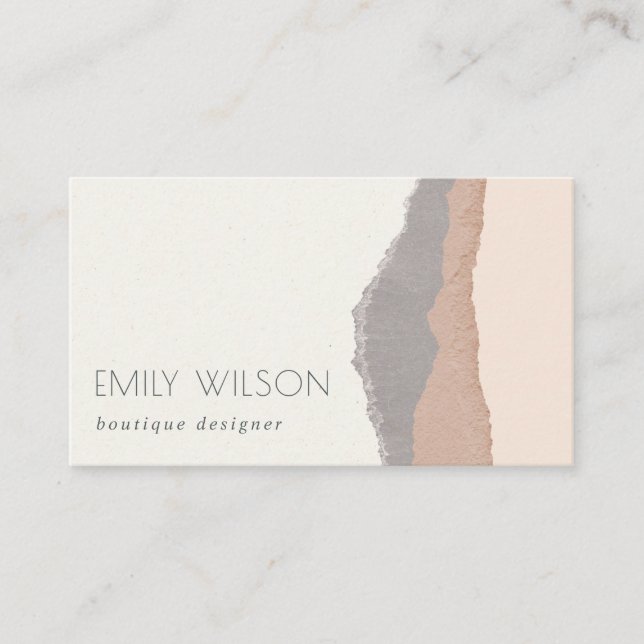 Rustic Elegant Pastel Blush Kraft Mountain Waves Business Card (Front)