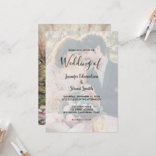 Rustic elegant photo wedding invitation