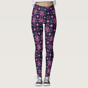 Rustic Elegant Pink and Black Leggings