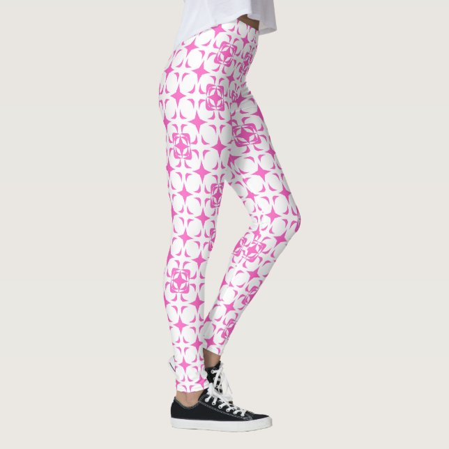 Rustic Elegant Pink and White Leggings (Right)