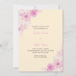 Rustic Elegant Pink Roses Fall Orange Wedding Invitation