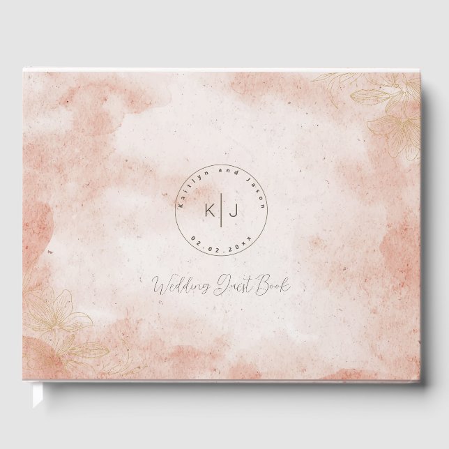 Rustic Elegant Pink wedding Guest Book (Front)