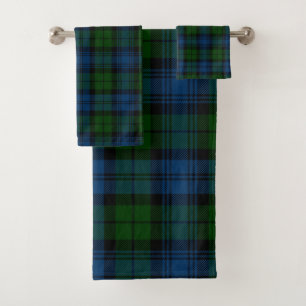 Rustic Elegant Plaid Blue and Green Rustic Tartan Bath Towel Set
